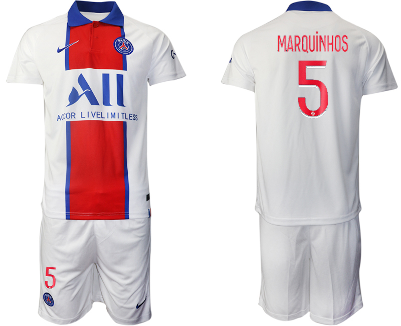 Men 2020-2021 club Paris St German away #5 white Soccer Jerseys
